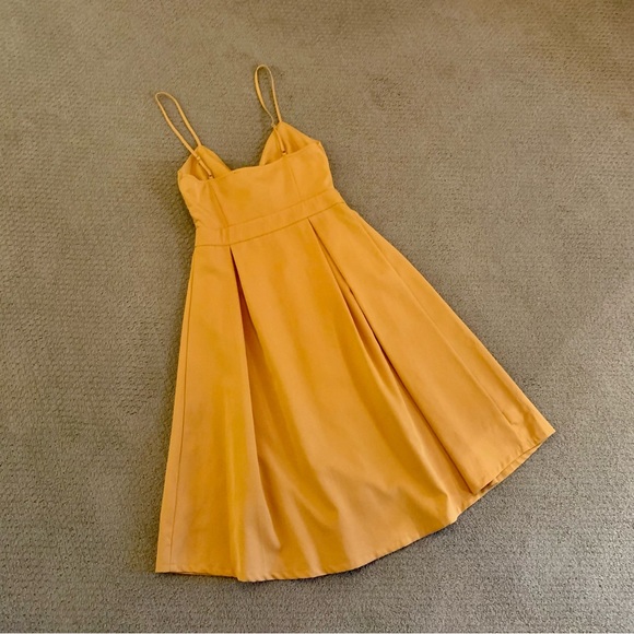 Forever 21 Mustard MIDI Buttondown Dress - Tie Front Spaghetti Strap Dress - Picture 7 of 9